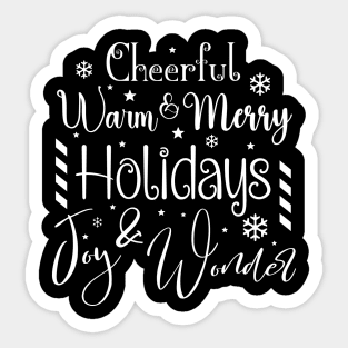 Cheerful Warm & Merry Holidays in Light Font Sticker